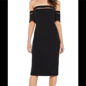 Bardot Black Trim Off Shoulder Sheath Dress size 4